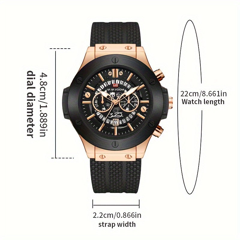Black Silicone Mens Hand 46mm Watch