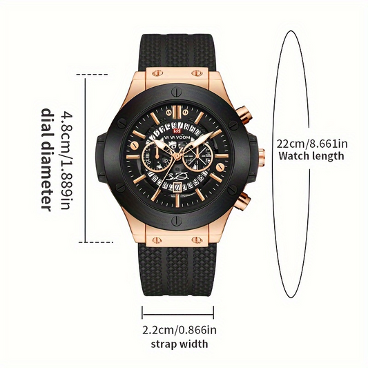 Black Silicone Mens Hand 46mm Watch