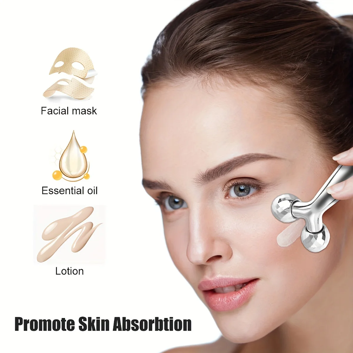 Stainless Steel Gua Sha Facial Tool 3D Roller Massager