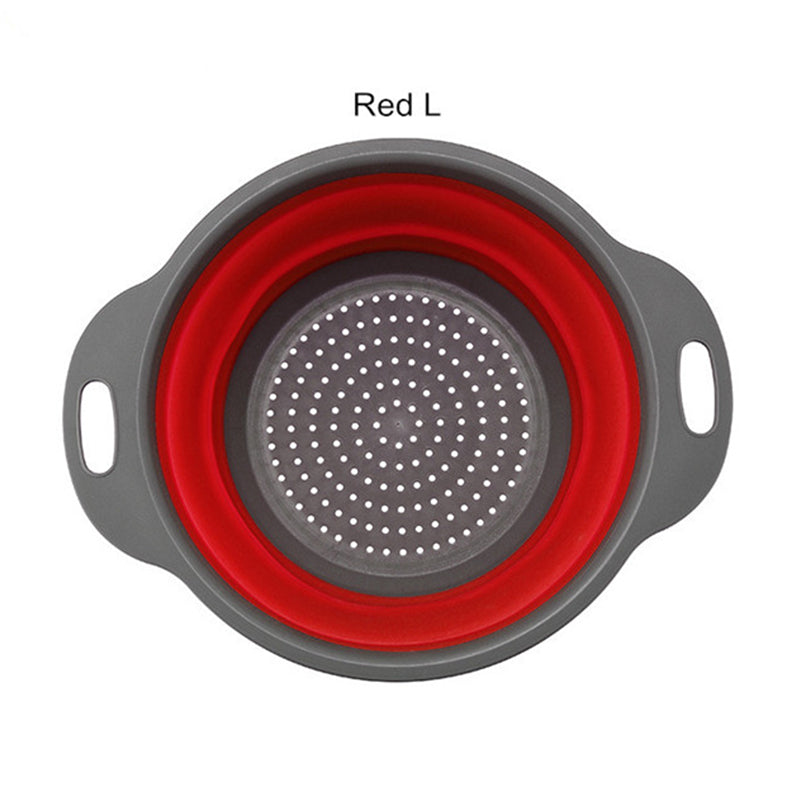 Round Collapsible Colander Silicone Kitchen Fruit Vegetable Washing Basket