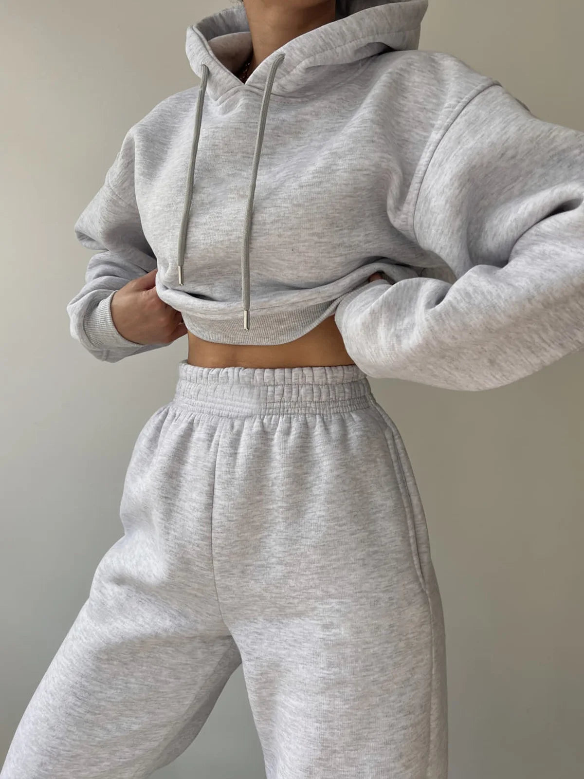 Fashionable Casual Hoodie And Sporty Pants Women's Set