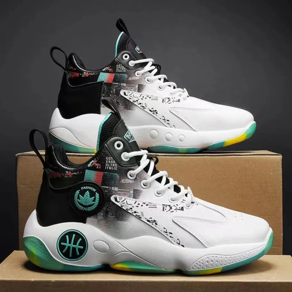 High-top basketball shoes men's 2024 new thick-soled