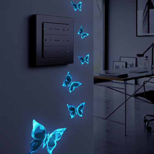 6PCS/Set Blue Luminous Small Butterfly Switch Paste Bedroom