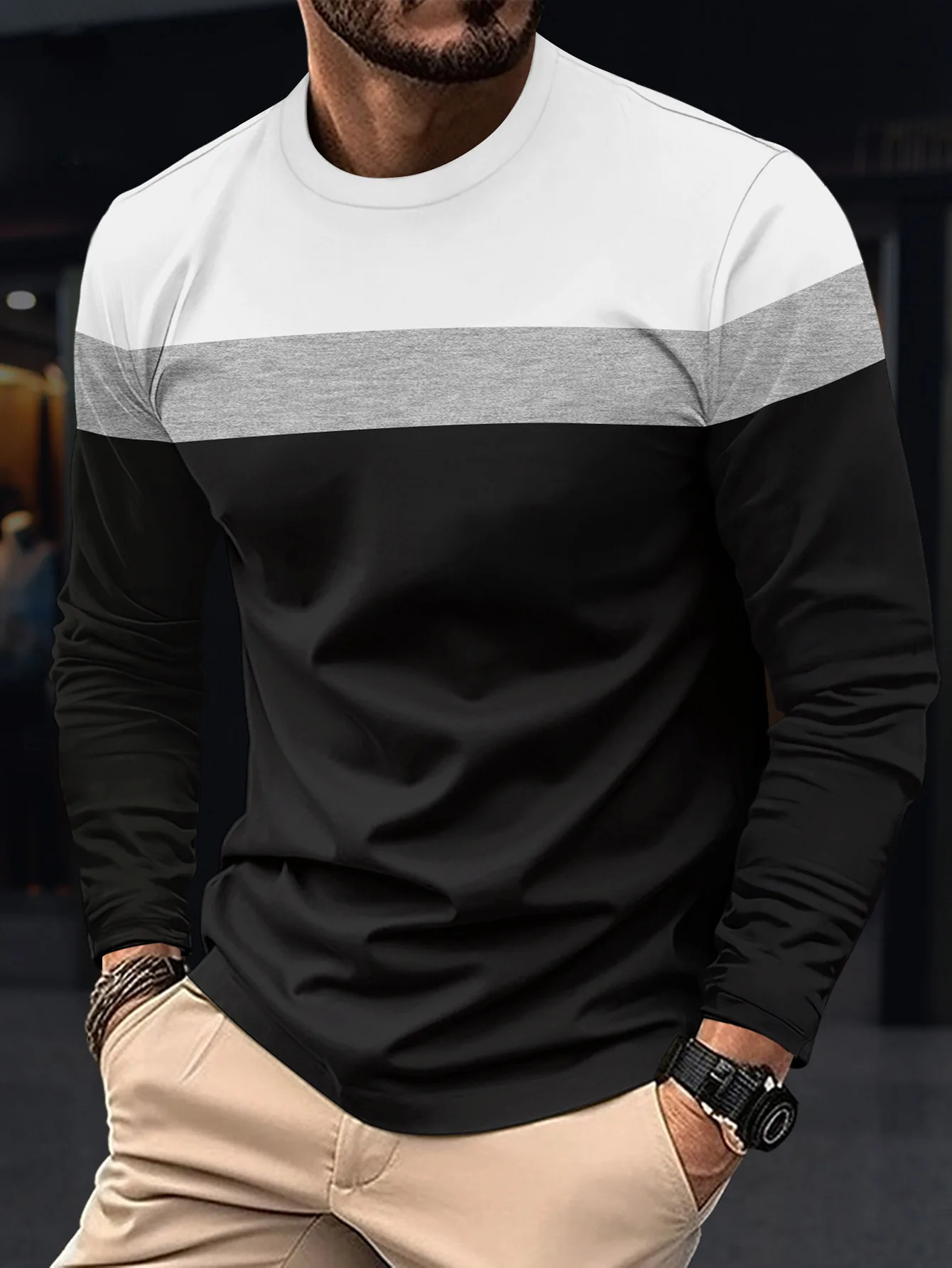 New Men's Casual Round Neck T-shirt Breathable