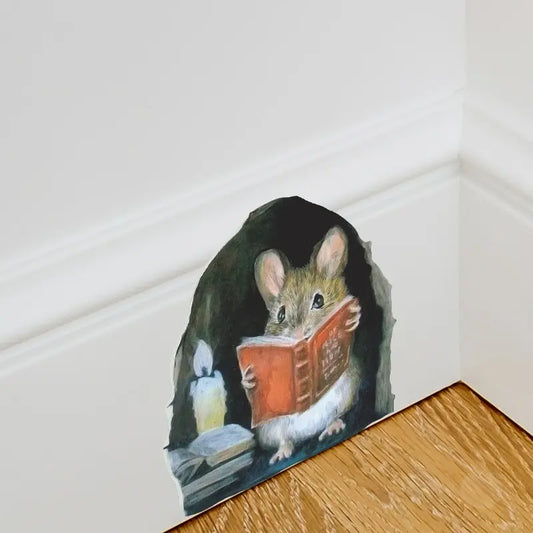 3PC Realistic Reading Mouse Hole Stickers for Corner Stairs