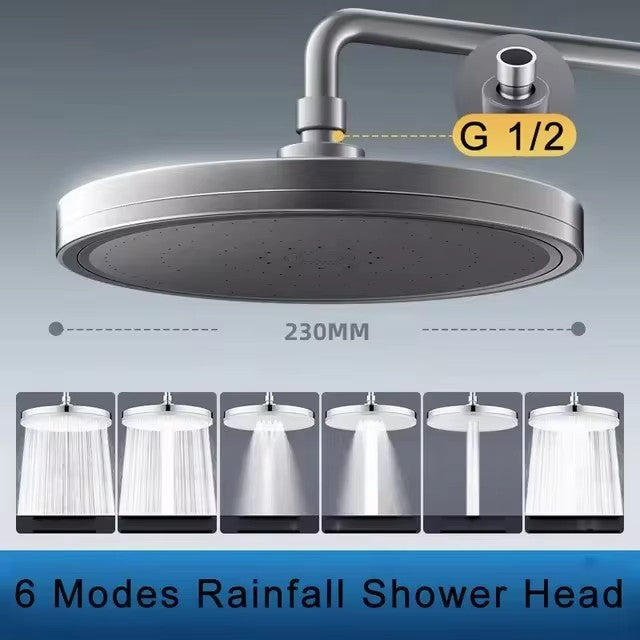 New 230mm Big Panel Showerhead 6 Mode Supercharge Rainfall Shower Head