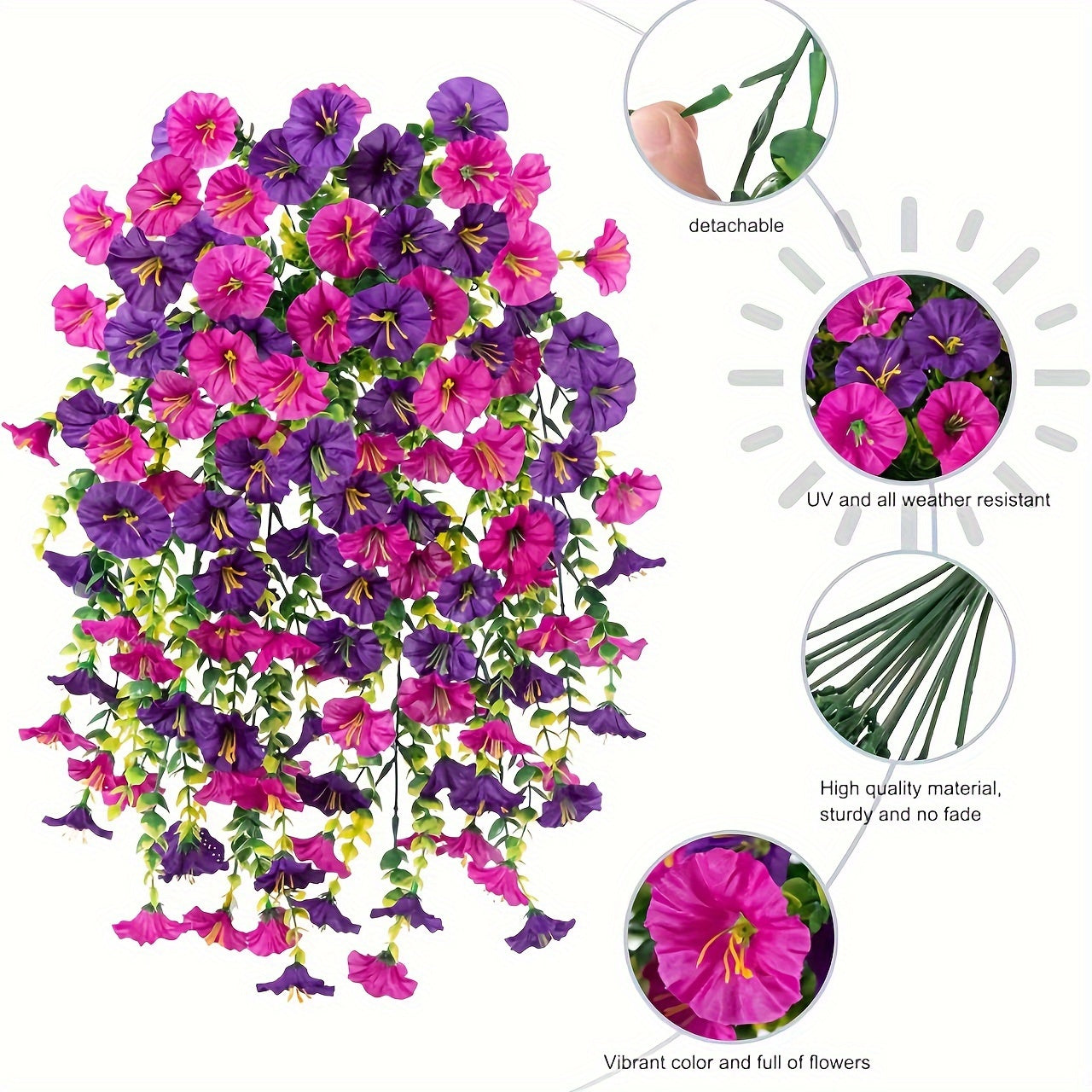 2pcs UV-Resistant Artificial Morning Glory & Eucalyptus