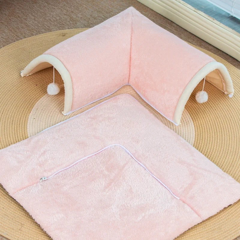 Cat Tunnel Bed Universal Detachable Warm Cat House