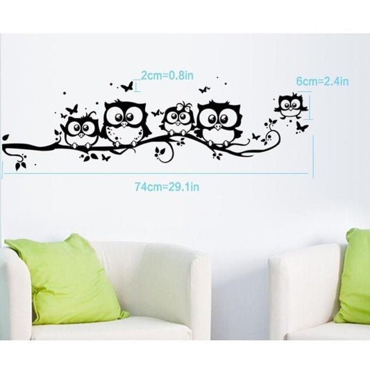 Owls Wall Sticker Tree Animals Bedroom Owl Butterfly Wall