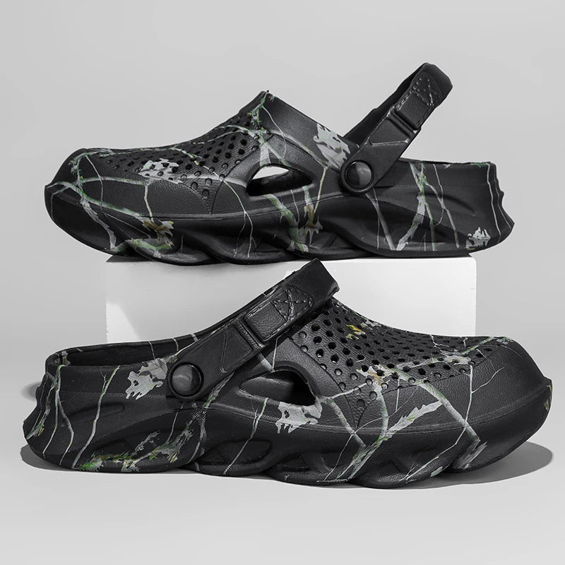 Men Summer Slippers thick Sole Mens clogs Sandals Hollow Breathable