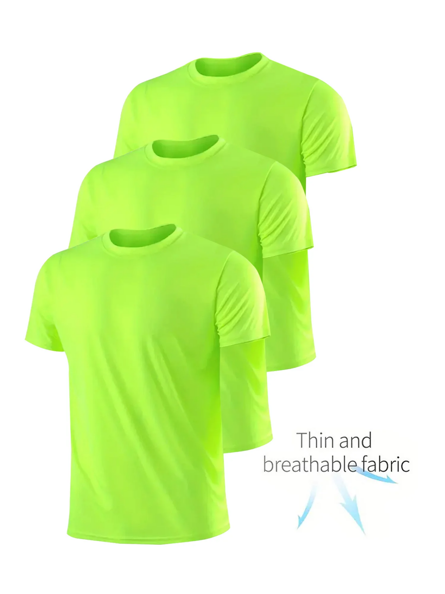 Crew T-Shirt 3Pcs Fluorescent Green Ultralight Men
