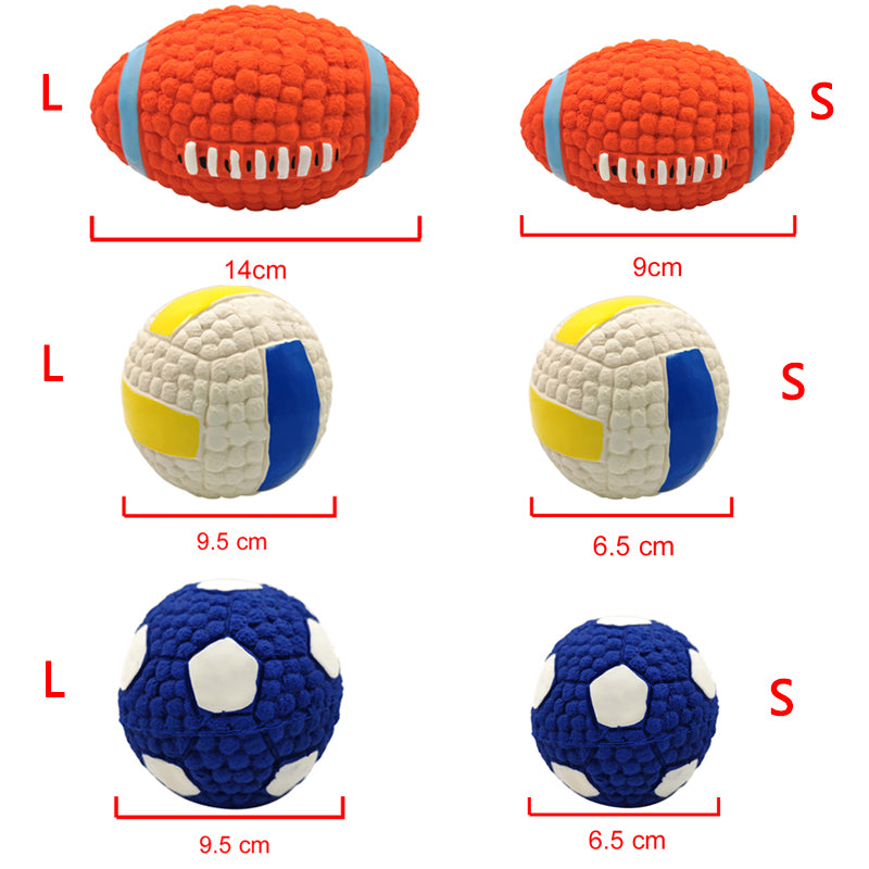Soft Pet Ball Squeaky Toy For Small Large Dog Rugby Tennis Volleyball