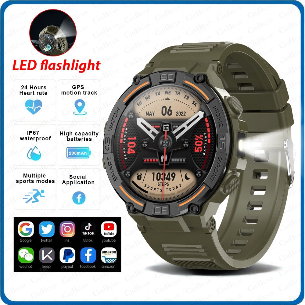 Outdoor Military Rugged Smartwatch Men GPS Sports Fitness Waterproof