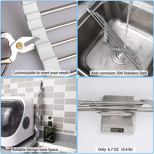 Triangle Roll-Up Dish Drying Rack for Sink Corner