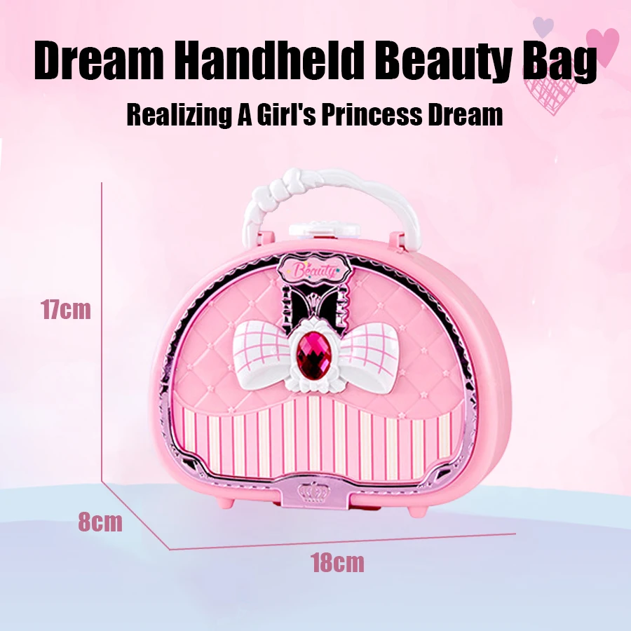 Kids Beauty Toys Makeup Kit Little Bag Washable Pretend Play