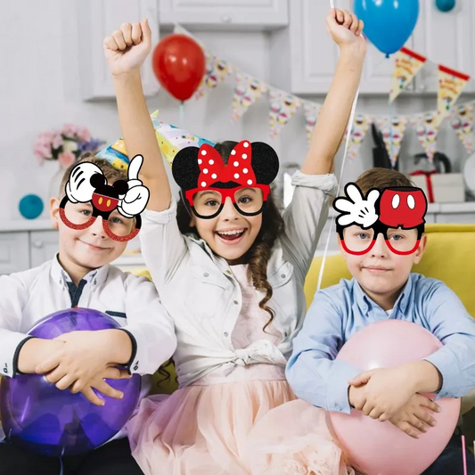 12Pcs/set Disney Minnie Mouse Paper Glasses Mickey Mouse