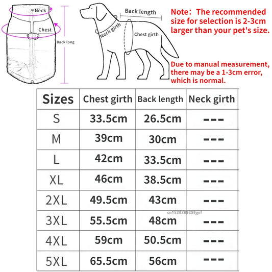 Waterproof Warm Dog Clothes Pet Coat Winter Vest Padded Zipper Jacket Dog