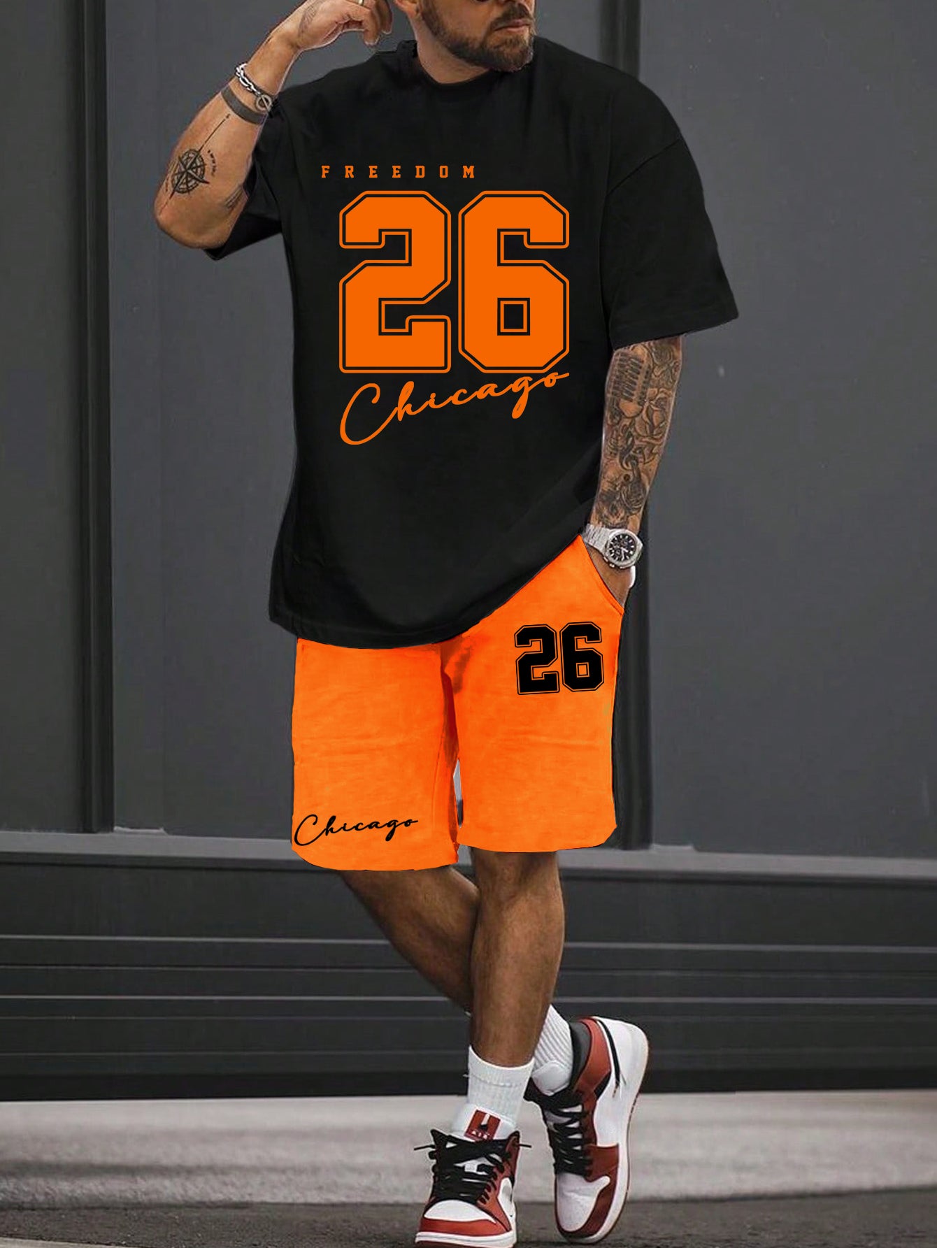 2025 summer new men's T-shirt shorts set