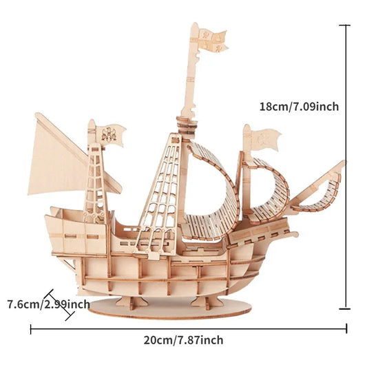 1PC 3D Sailboat Wooden Puzzle Assembly