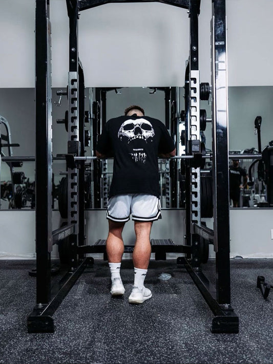 New Gym Fitness T-shirt Loose Oversized Cotton Men Short Sleeves