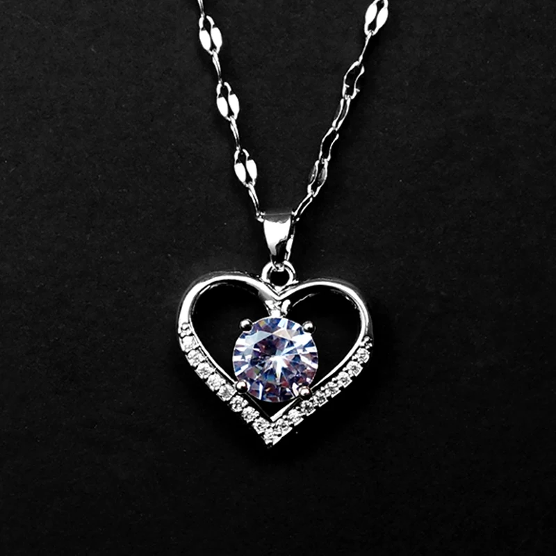 Artificial Gems Heart Pendant Necklace for women