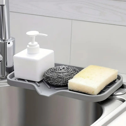 Sink Silicone Tray With Drain Soap Sponge Storage Holder