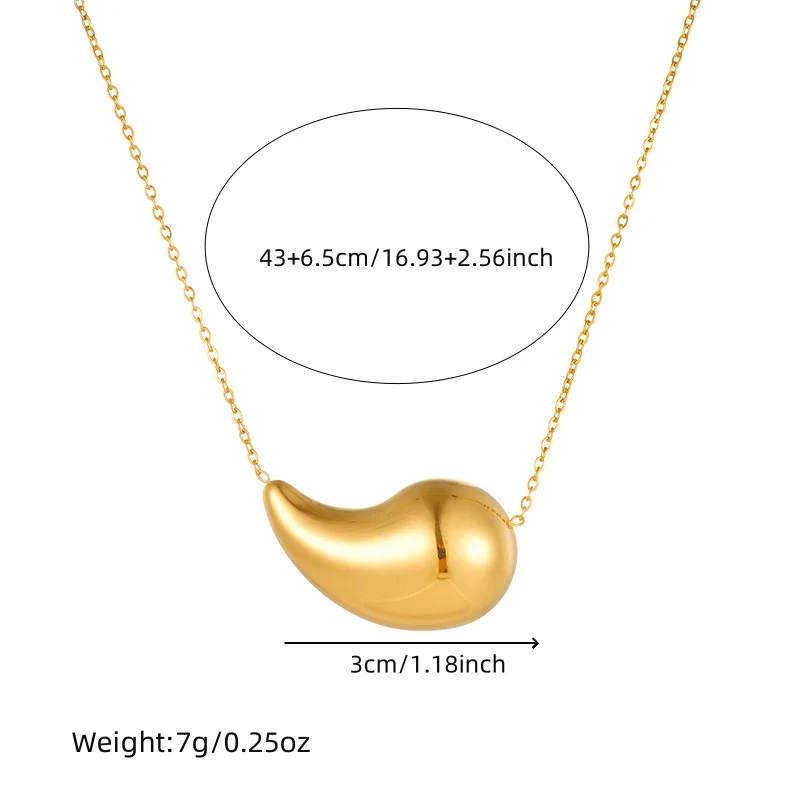 316L Stainless Steel Golden Droplet Shape Necklace Bracelet Earrings Suit