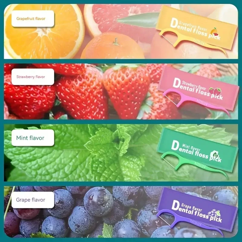 50pcs Fruit-Flavored Dental Flosser Picks