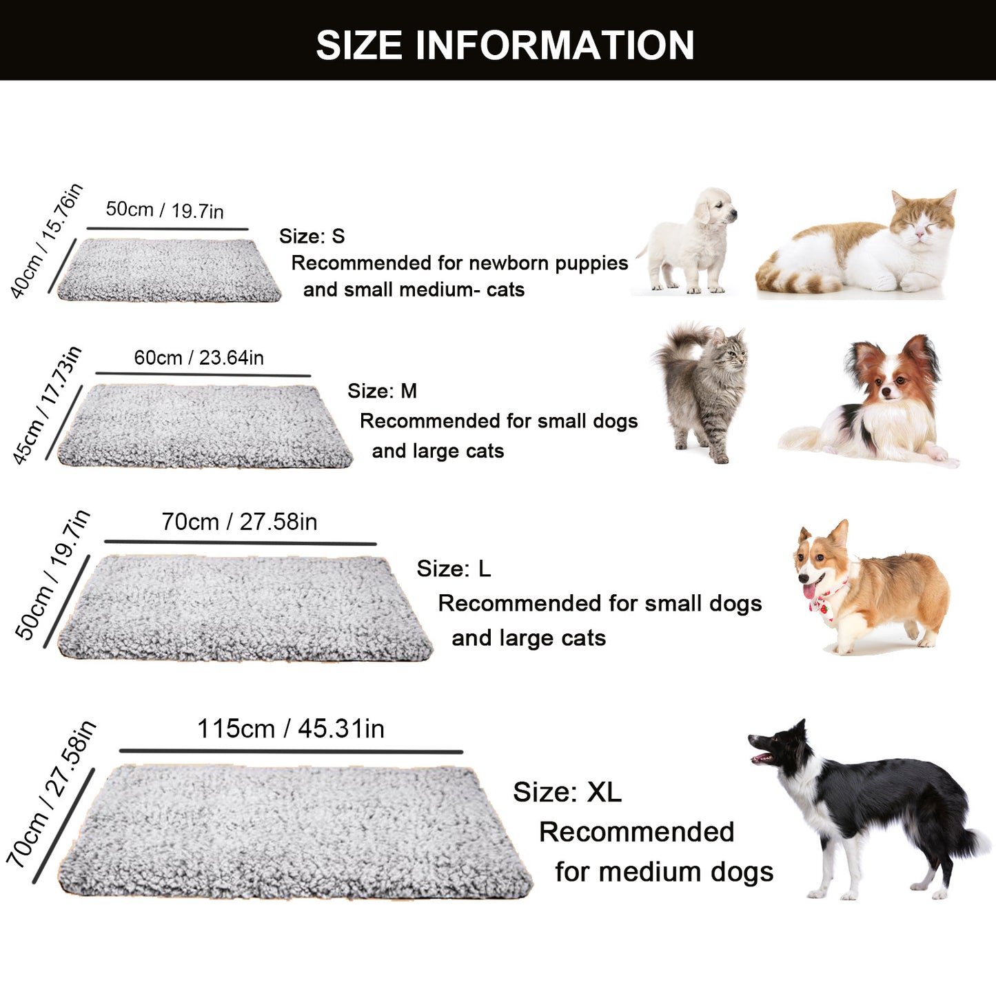 Self-Heating Pet Mat, Super Soft Aluminum Film Dog Mattress For Sleeping, Cat And Dog