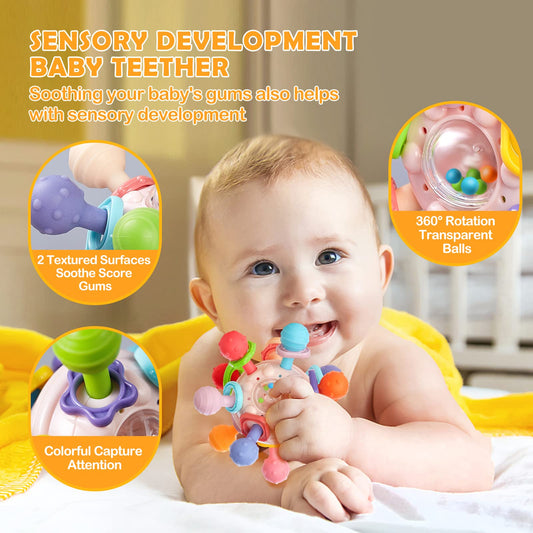 Montessori Baby Teething Toys Sensory Chew Teething Ball Rattle