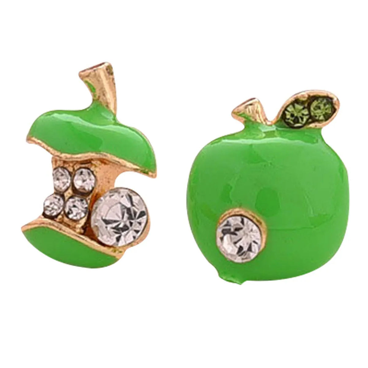 Cute Apples Earrings Women Red Green Asymmetric