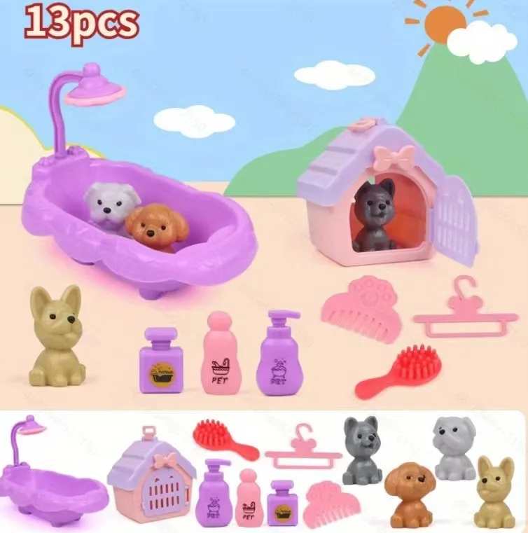 Cute Dog Pet Basket Family Toy Children Play House Games Toy