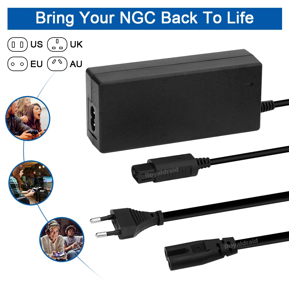 EU Plug AC Adapter Power Supply for Nintend GameCube