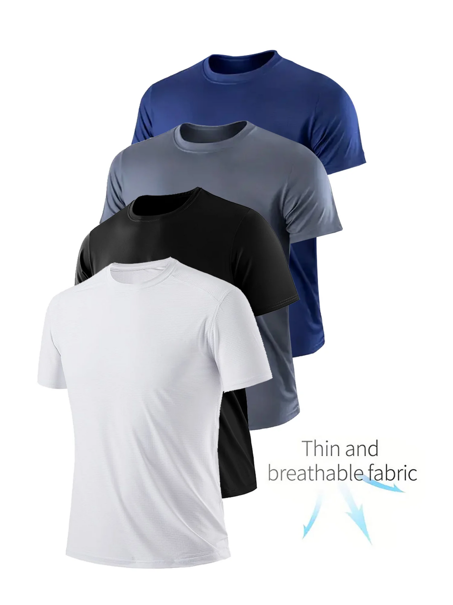Round Neck T-Shirt 4-Color Black and White Gray Navy Ultra-Light Men