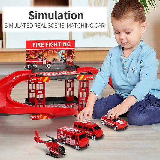 Track Parking Lot Toys Car Fire Truck