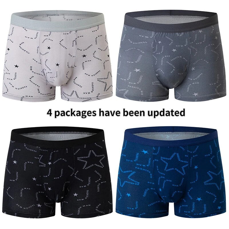 4 Pack European and American Size MEN'S Printed Fashion Boyshort