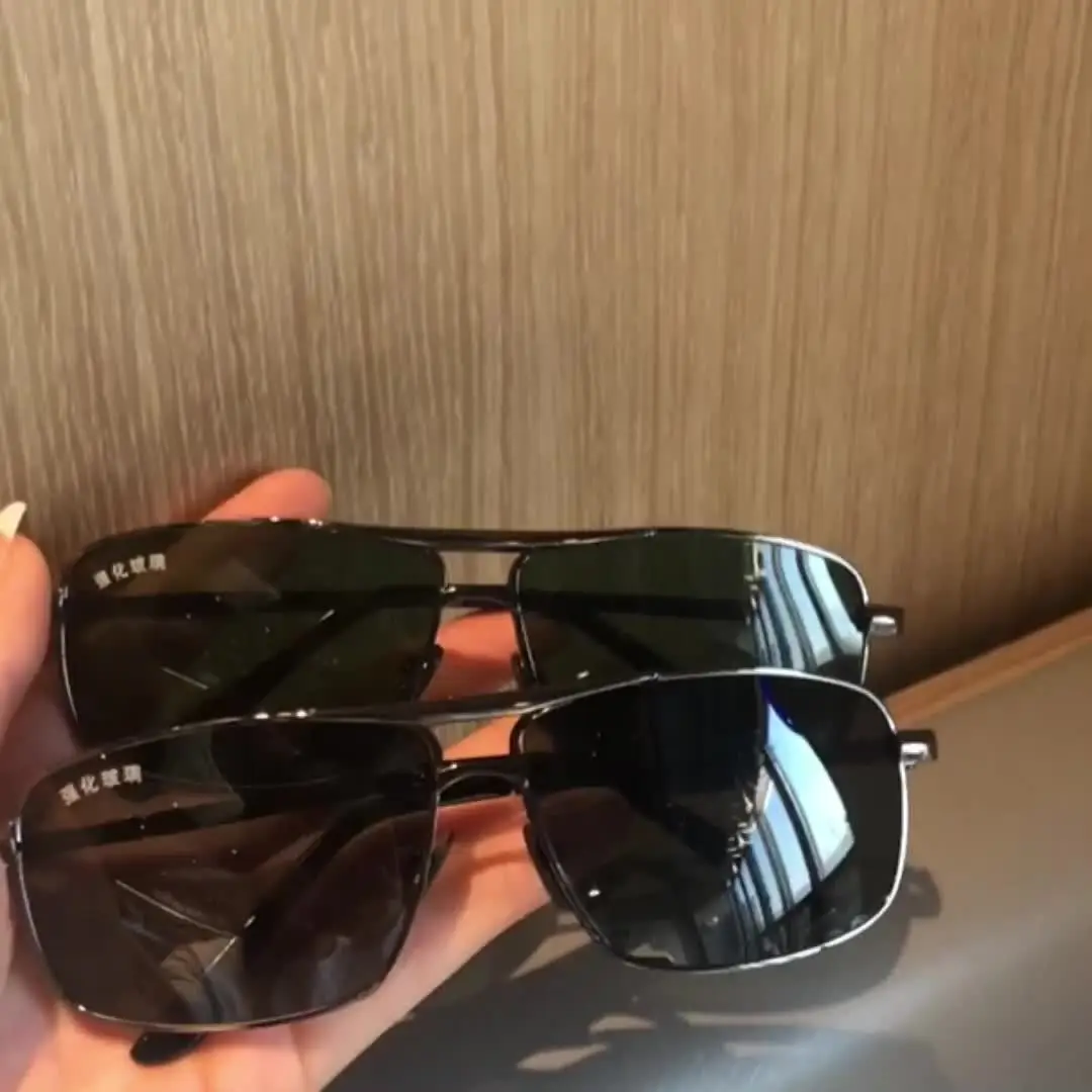 2025 New Sunglasses For Men Crystal Glass For Driving Big Face UV400