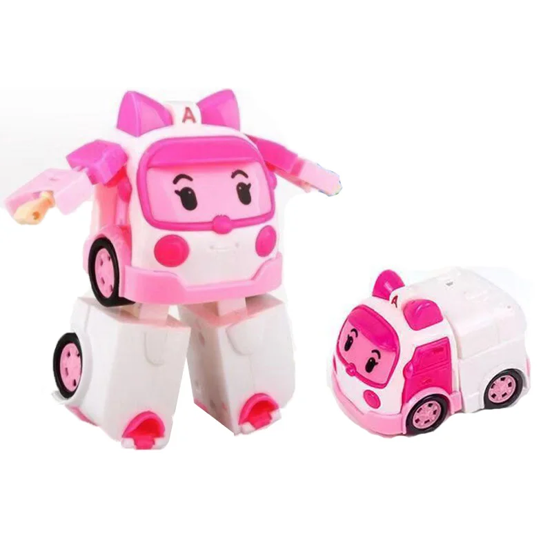Poli children's car set robot toy