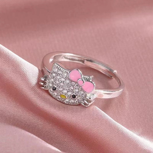 Kawaii Sanrio Hello Kitty Rhinestone Necklace Ring