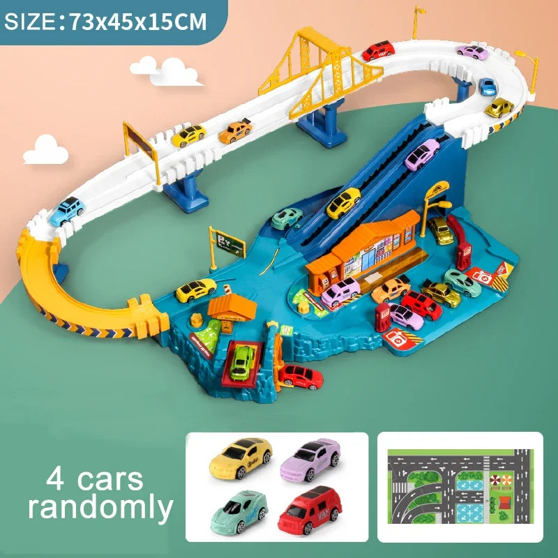 Electric Rail Car Dinosaur Building Parking Lot Adventure