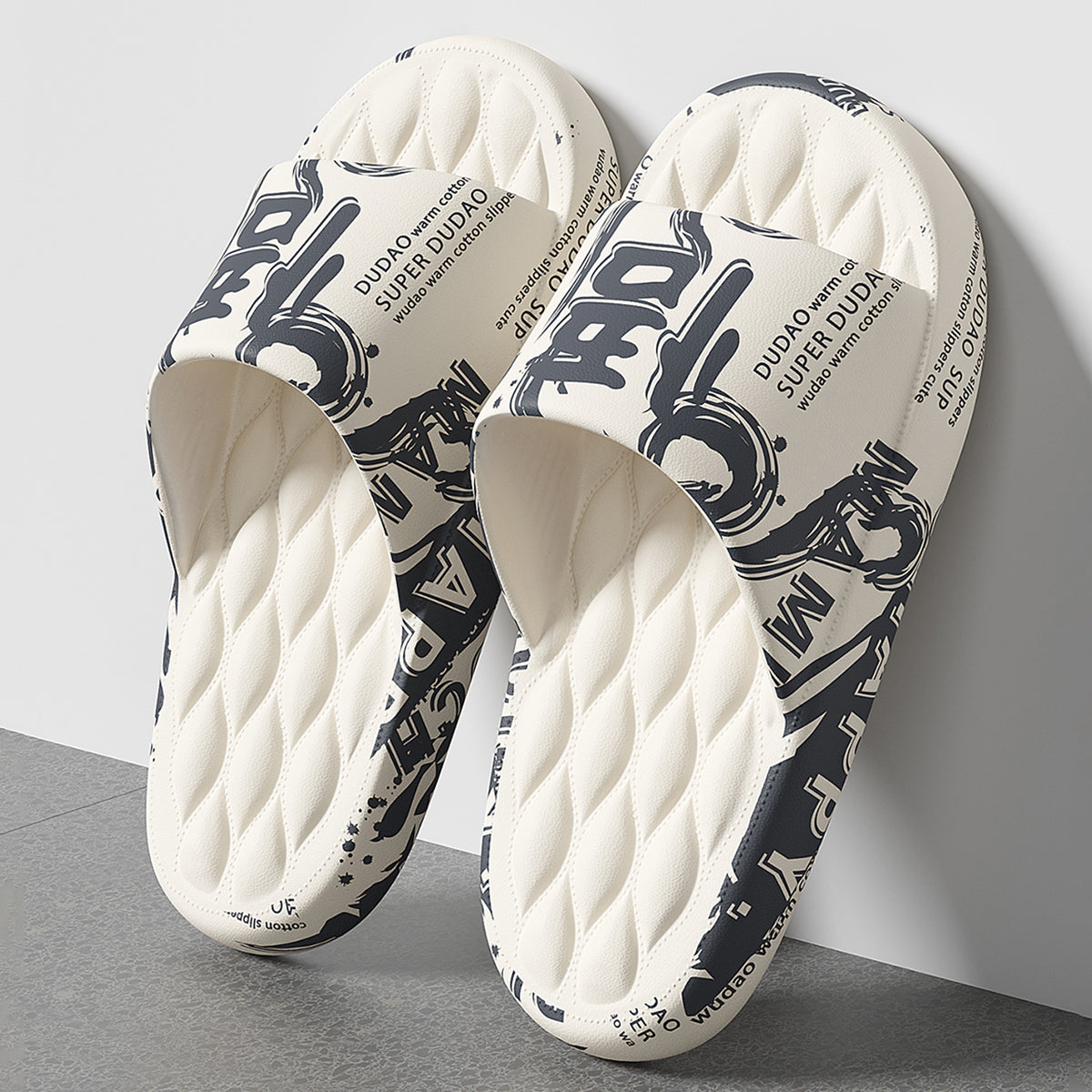 Mens Summer Slippers Beach Sandals Flip Flop Printing Thick