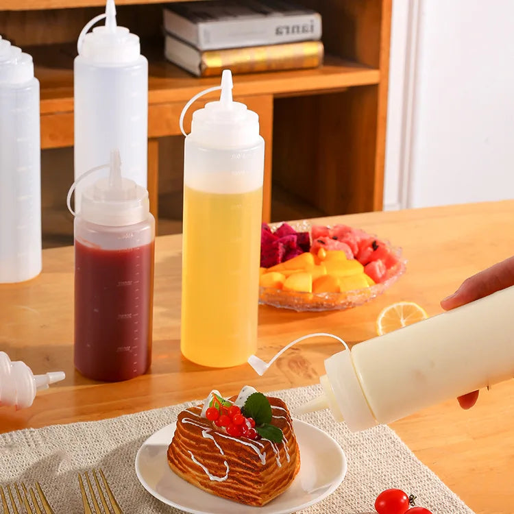 Large Squeeze Condiment Bottles with Nozzles