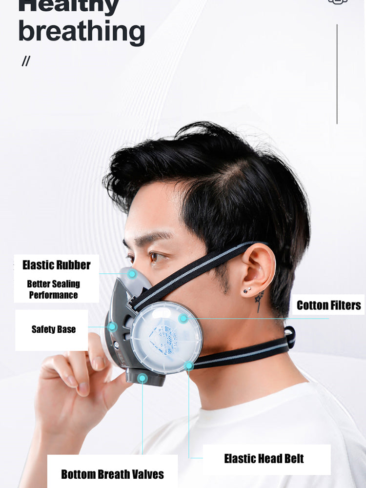Dust Mask Respirator Dual Filter Half Face Mask With Safety Glasses