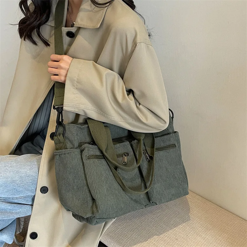 Female Large Capacity Corduroy Tote Bag