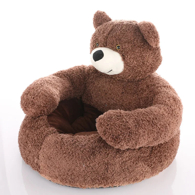 Dog Bed Semi-Enclosed Bear Pet Bed Ultra Soft Dog Nest