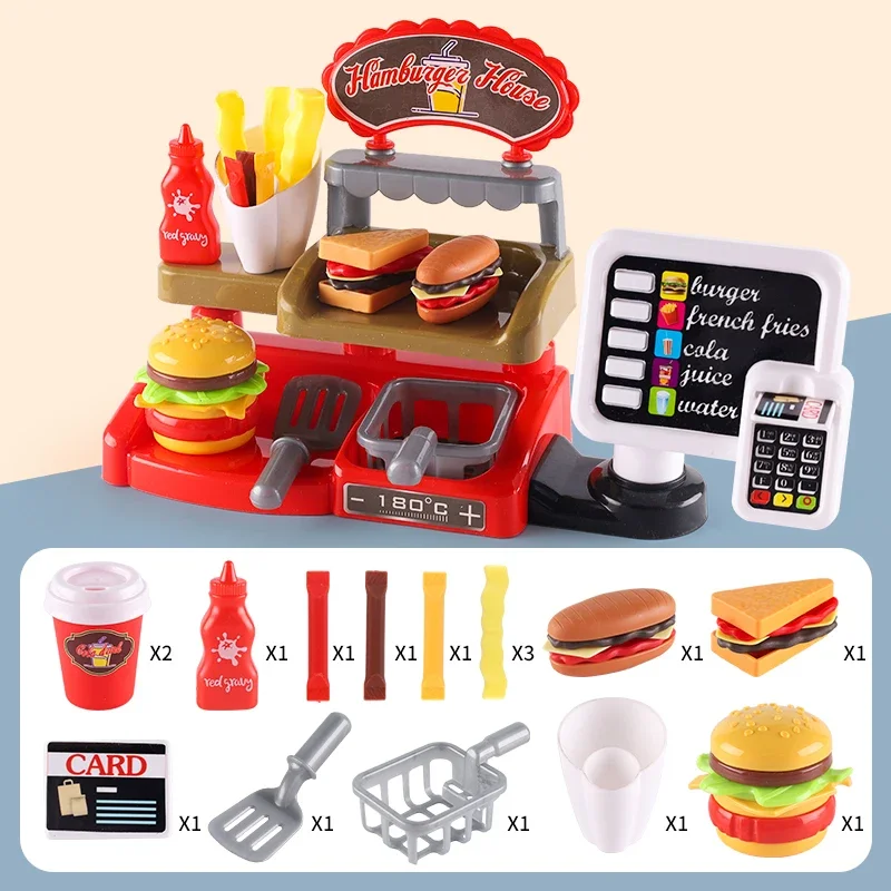 Kid Play House Game Kitchen Fast Food Restaurant