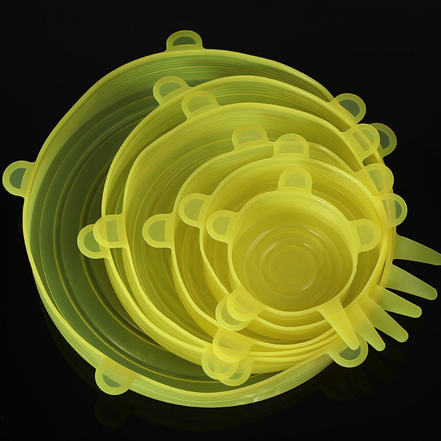 6 PCS Reusable Silicone Covers Caps Adaptable Silicone Lids