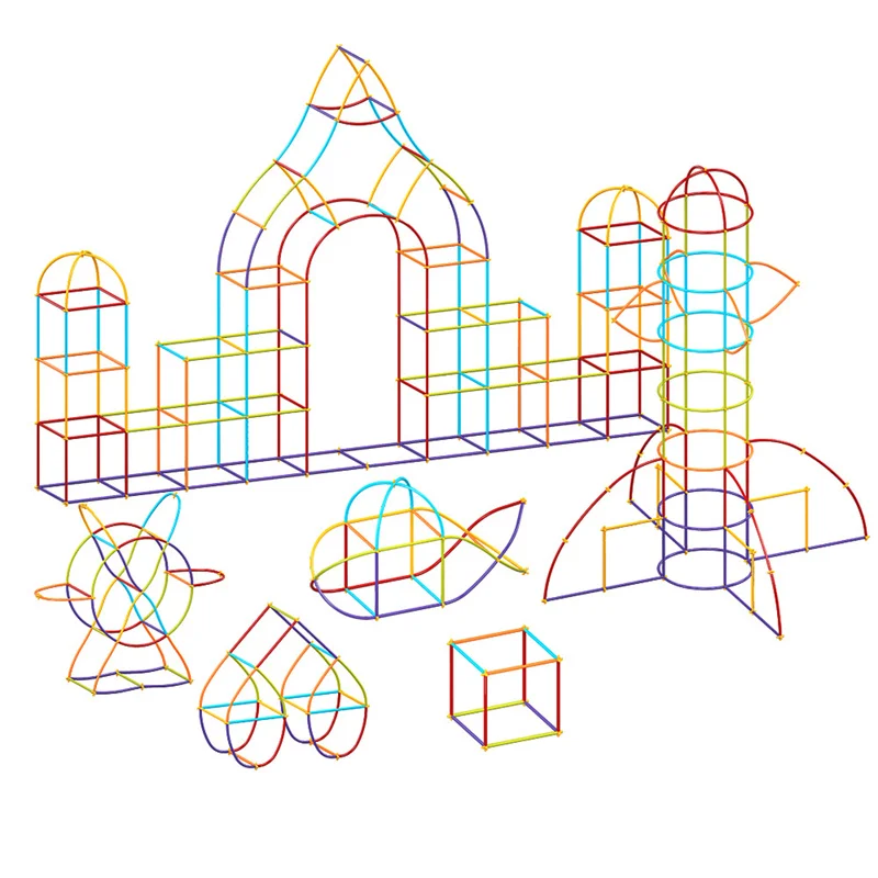 100 Pcs Straw Block Assembly Creative Toy Magic Smart Stick