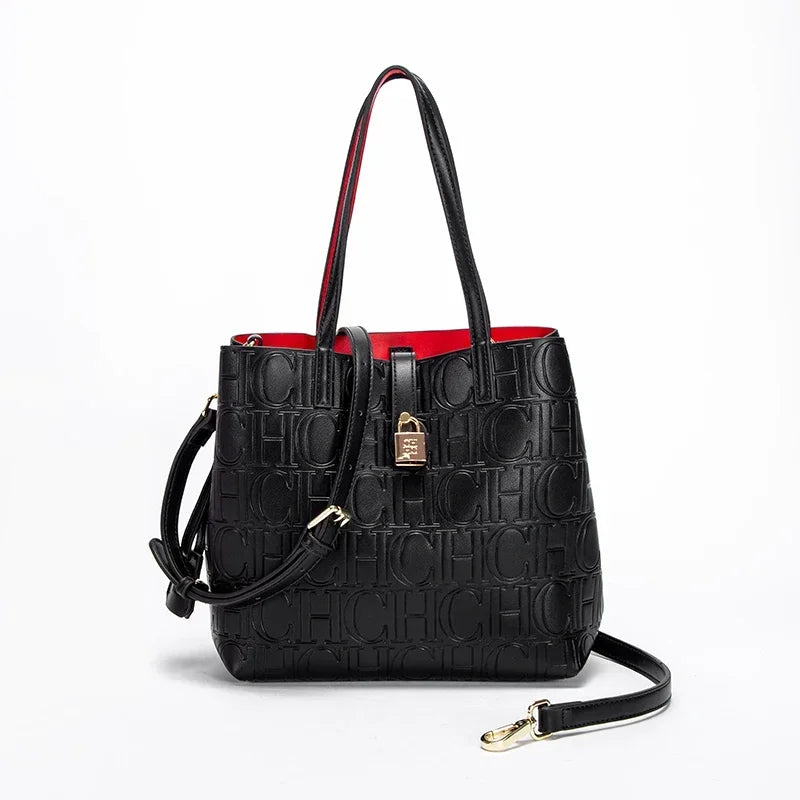 Simple Large Capacity Embossed Women's Shoulder Bag