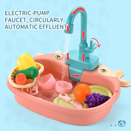 Kids Kitchen Sink Toys Simulation Electric Dishwasher Mini